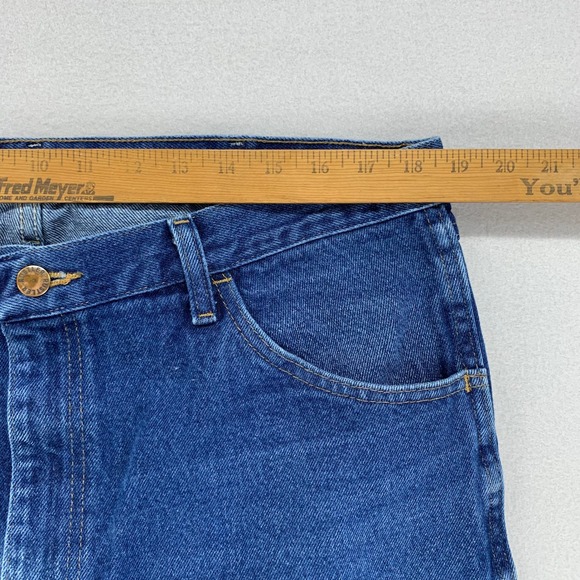 VTG Rustler Jeans‎ Straight Mens 38x32 Blue Faded Distressed Denim Retro Work - Picture 9 of 13